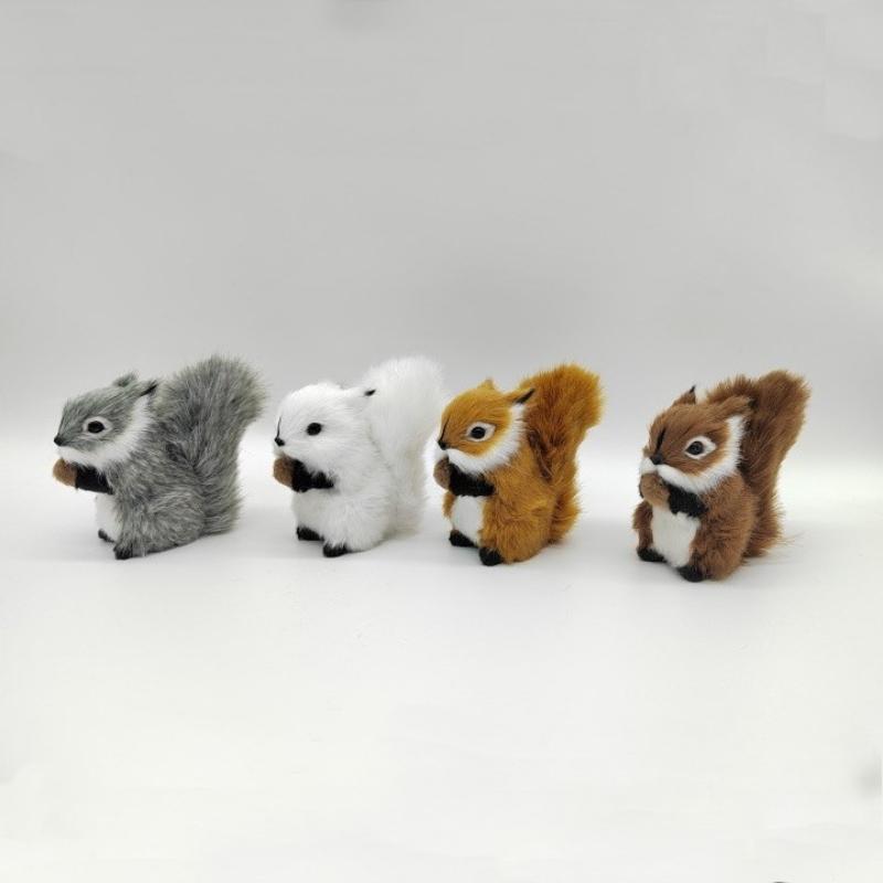 Perfect 1Pcs Fake Animal Christmas Table Decoration Mini Artificial Squirrel Figurines Miniatures Plush Simulation Squirrel Ornaments