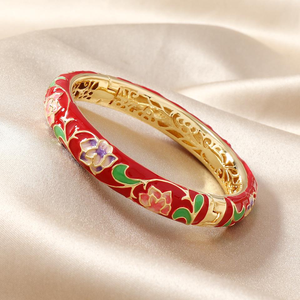 New Cloisonné Enamel Color Opening Retro Fashion National Style Gift Bracelet
