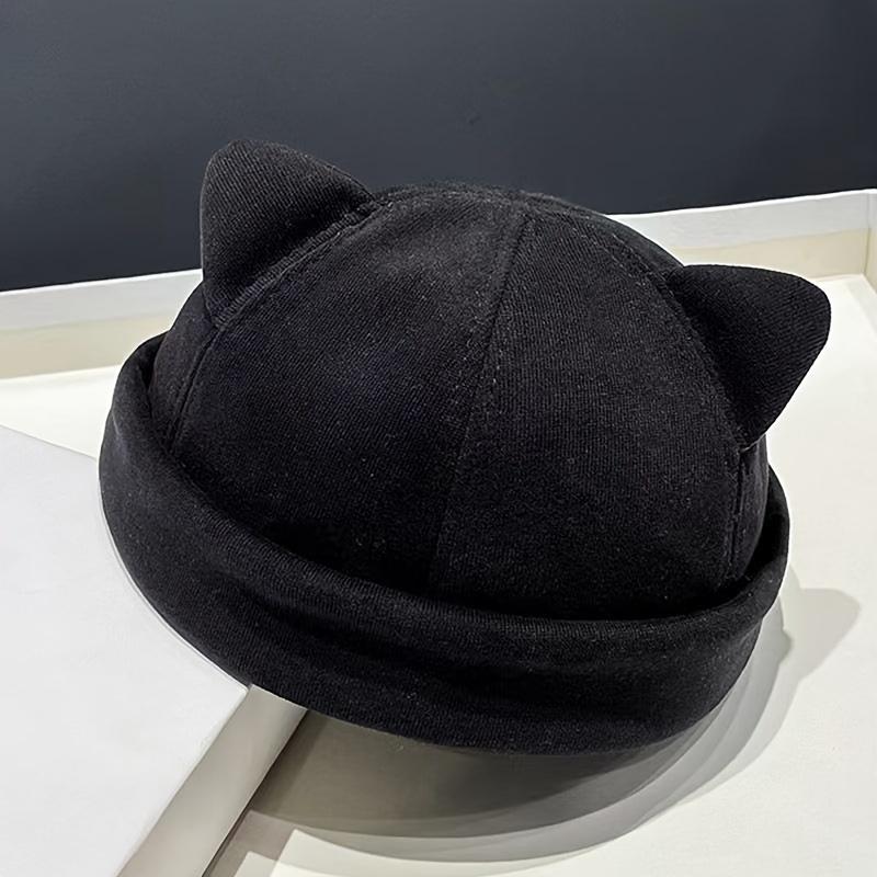 

Уличная мода Зима Зимние шапки-бини Теплая утолщенная кепка с ушками медведя Утолщенные хип-хоп шапки для женщин мужчин чёрный