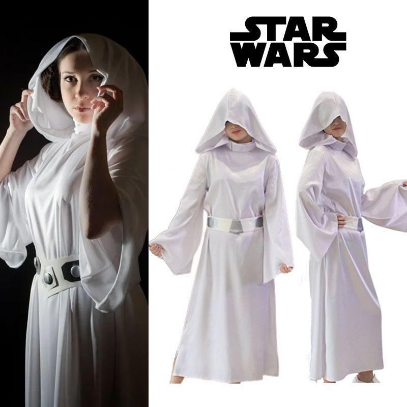 Star Wars Leia Organa Solo Cosplay Kostým Bílé Šaty Oblečení Pro Dospělé Halloween