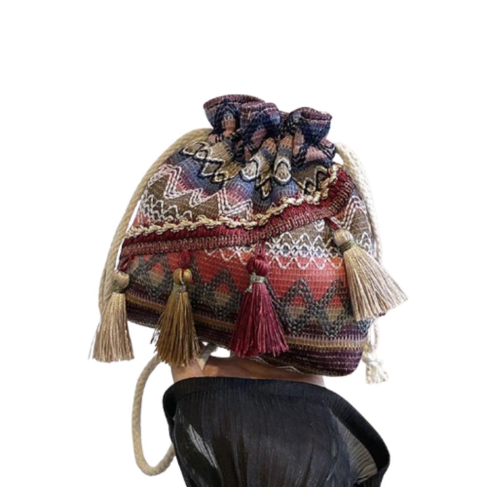 

Portable Tasseled Handbag Colorful Woven Bucket Bag Fashion Women Shoulder Bag Unisex красный