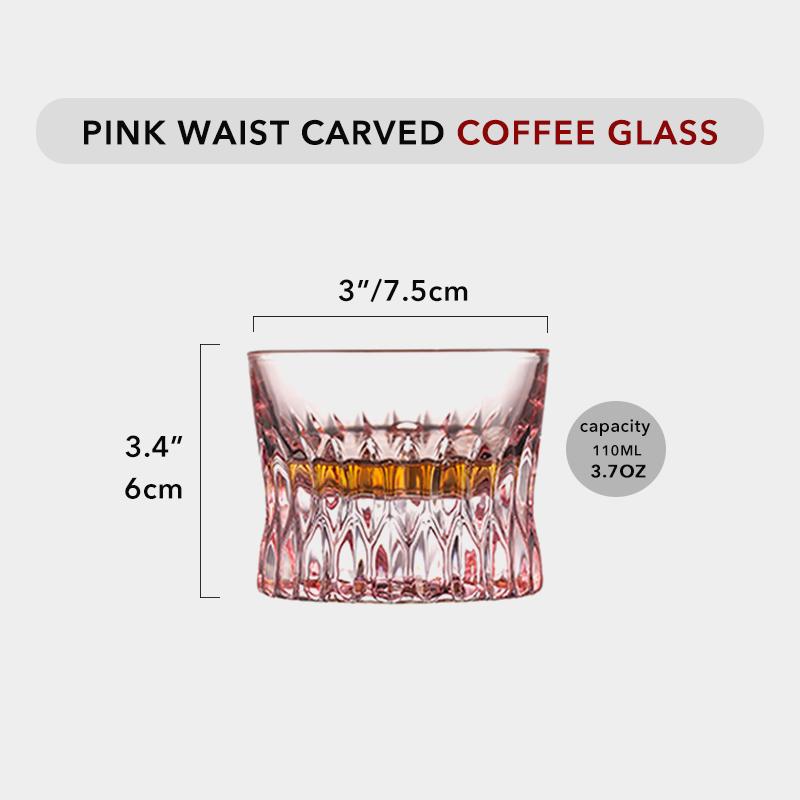 Pink Waist Coffee Glasses Handmade Vintage Drinking Cups for Tea Coffee Juice Drinking Cups for Restaurant Bar Home