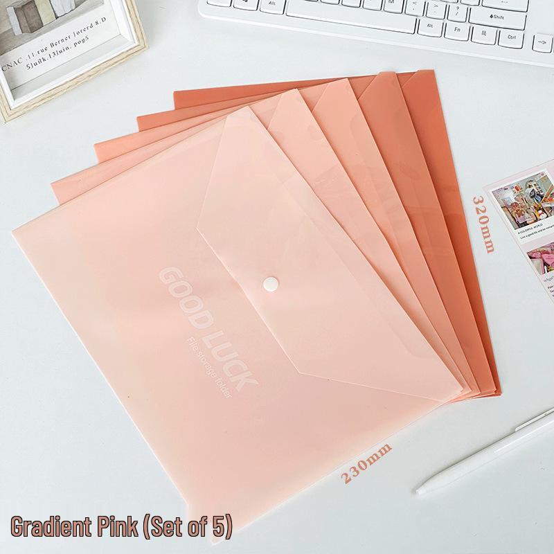 

Gradient Transparent A4 Snap Button Document Folder - Large Capacity Student Storage Bag