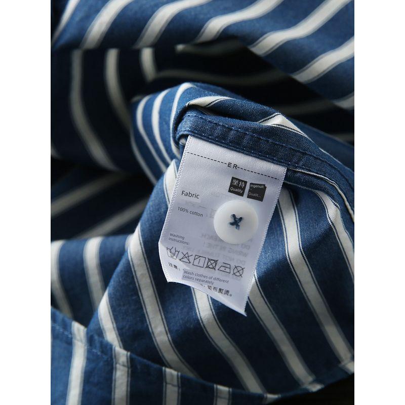 Japanese Style Classic Cotton Export Tail Goods Men Spring and Autumn Pure Cotton Stripes Loose Long Sleeve Shirt Outwear Men