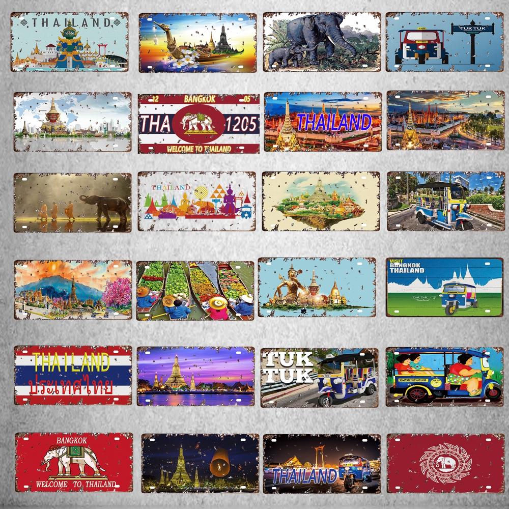 Thailand City Metal Sign Tin Poster 30X15CM Vintage Plate Tourist Souvenirs Wall Bar Home Decor Gift Customizable DC-0314A