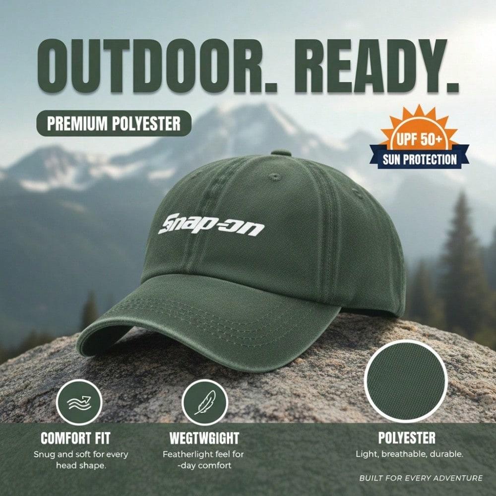 Unisex Snap-On Print Baseball Cap | Adjustable Vintage Washed Grey Soft Fabric Dad Hat For Outdoor Casual Sports