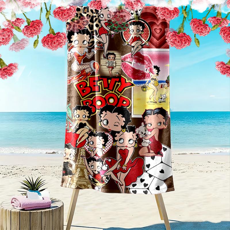 Betty Boop Beach Towel Suitable for Travel, Outdoor Activities, Swimming Pools, Yoga, Surfing, Camping, Hiking, Gym