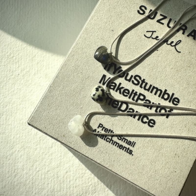 SUZURAN stoned heart neckalce_labradorite Labradorite heart stone necklace