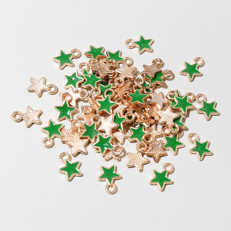 100pcs 6x8mm Enamel Small Stars Charms Pendant 9-colors Zinc Alloy Metal DIY Jewelry Making Accessories for Bracelet Necklace