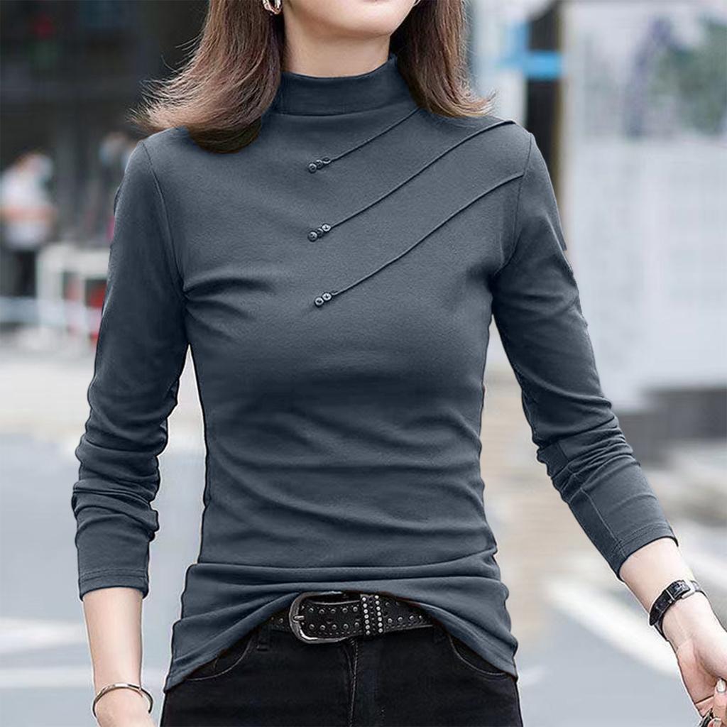 Women's Fashion Casual Solid Color  Long Sleeve  Top