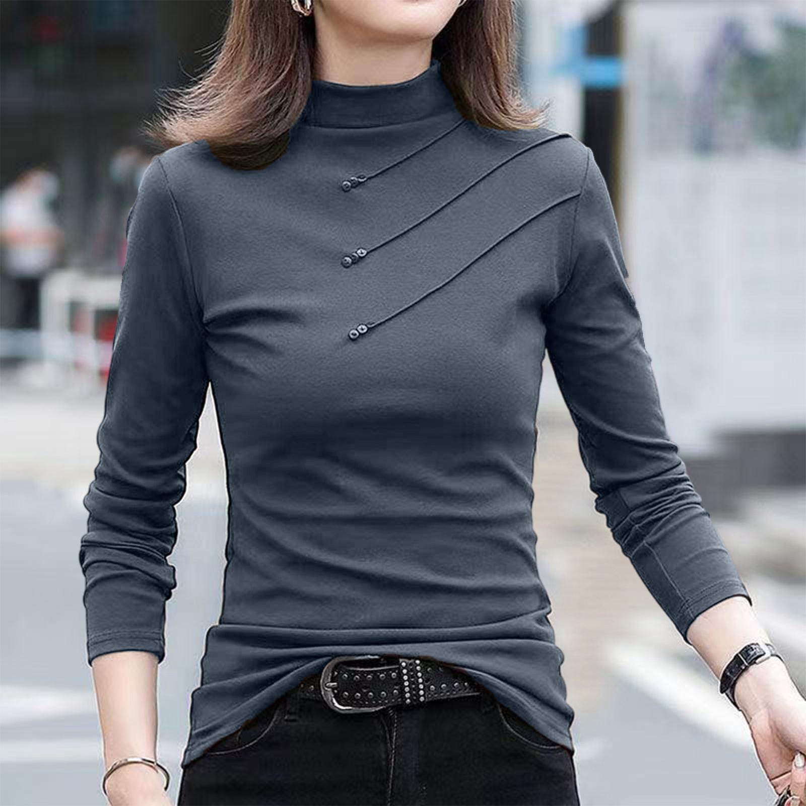 

Женский модный повседневный однотонный топ с длинным рукавом XXL