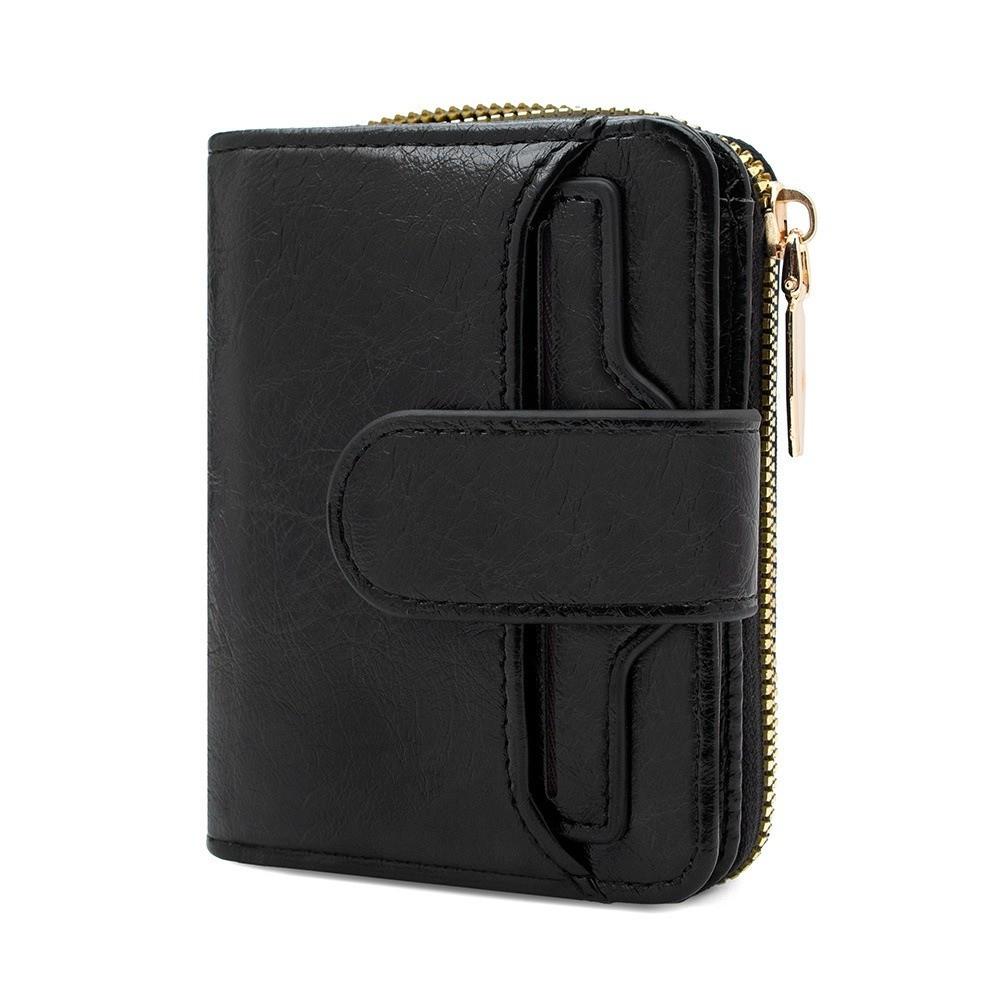 

Fashion Zipper Short Wallet High-end Waterproof Coin Purse Integrated Stationery Bag Daily Use чорний