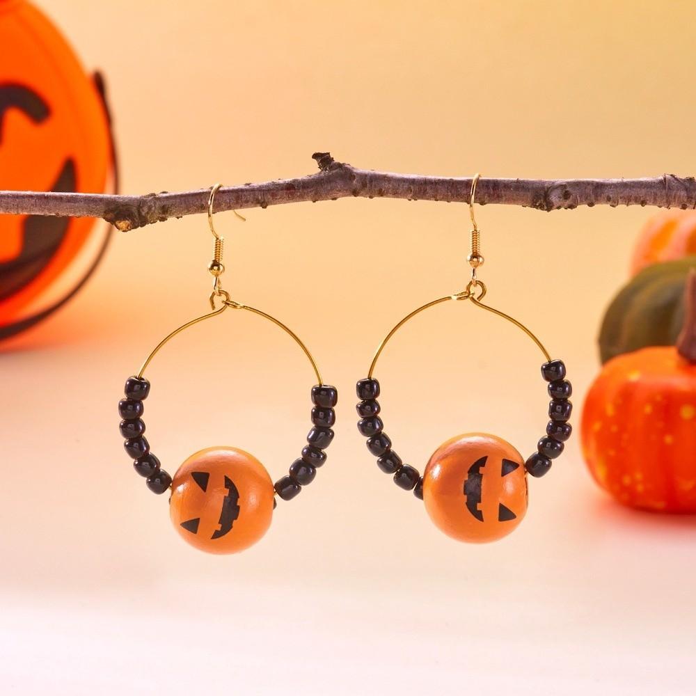 Circle Halloween Earrings Beads Ghost Dangle Earrings Fashion Pumpkin Hoop Earrings  Girls
