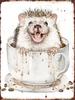 Funny Coffee Animals Metal Tin Sign  Kids Room Wall Art Decor Bedroom Hallway Garage Plaques Home Accessories