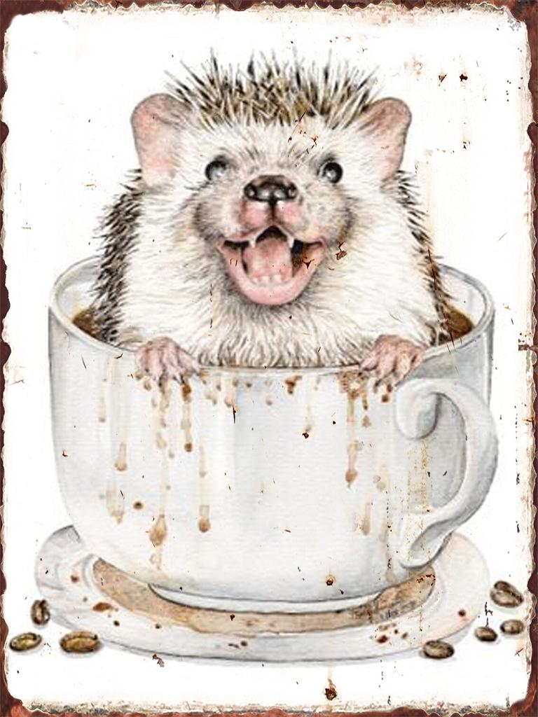 Funny Coffee Animals Metal Tin Sign Kids Room Wall Art Decor Bedroom Hallway Garage Plaques Home Accessories