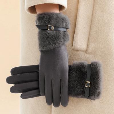 Guantes de cachemira sintética para mujer, cálidos para ciclismo de invierno, antideslizantes, deportivos para mujer, con pantalla táctil, para pesca, mitones de esquí a prueba de viento