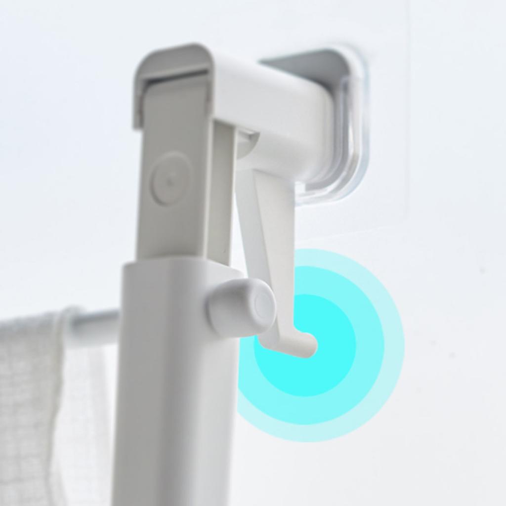 Wall Mounted Clothes Drying Rack Folding Telescopic Punch Free Plastic Laundry Rack for Indoor