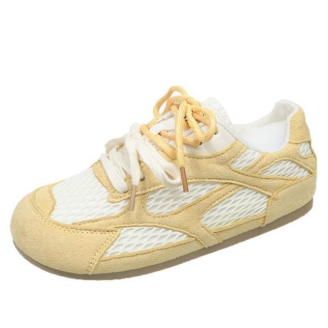 Soft Leather Women's Shoes 2025 Summer New Retro Soft-soled Mesh German Training Shoes Round Head Double Lace-up Sports and Leisure Shoes Forrest Gump