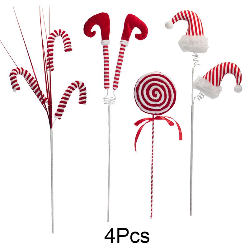 Christmas Stripe Pattern Design Fabric Art Handicrafts Xmas Tree Simulated Cane Candy Ornament Festival Decoration