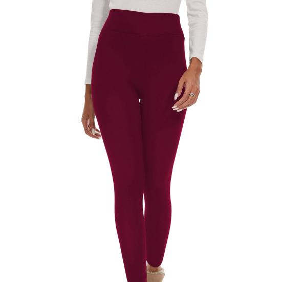 Women Leggings Solid Color High Waist Plush Lining Thickened Warm Pants Tight Fit Cold Weather Leggings