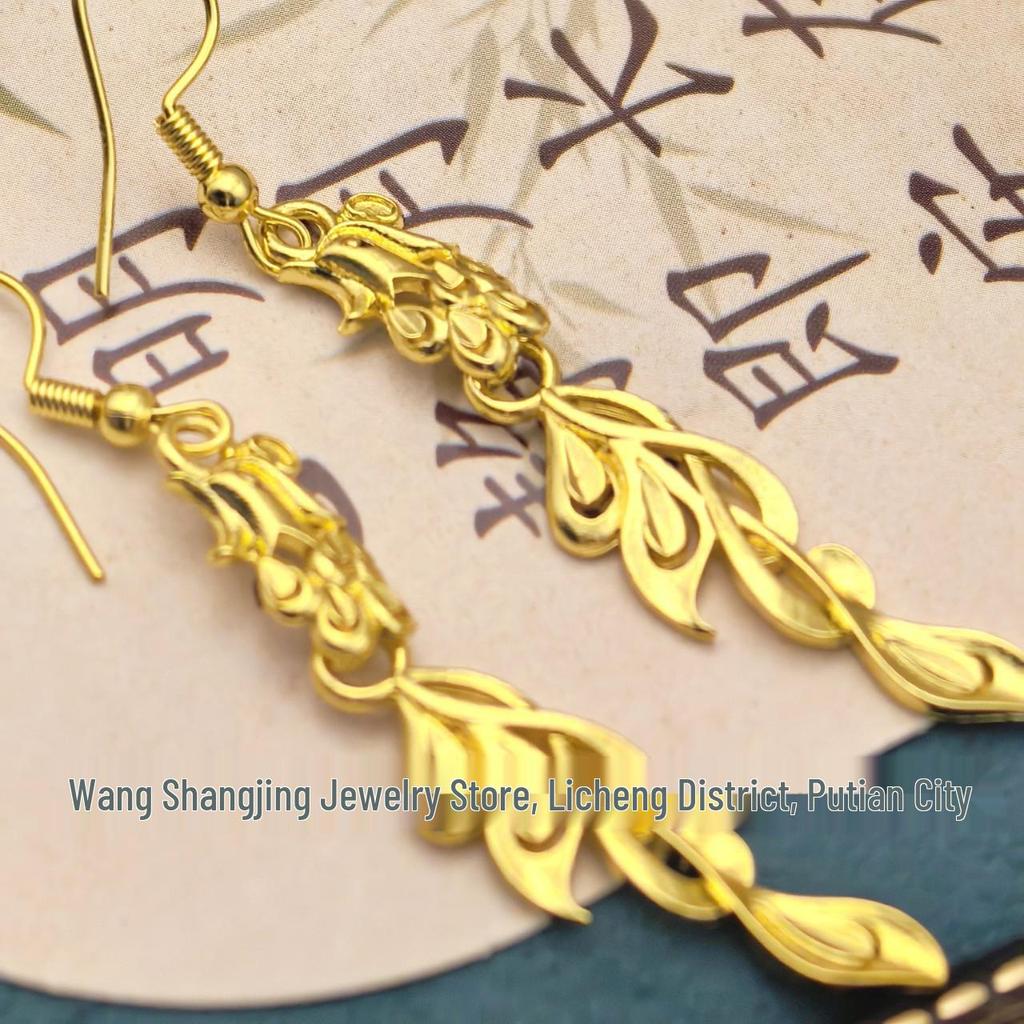 Gold-Plated Phoenix Long Ear Hooks: Stylish & Versatile Earrings for Women