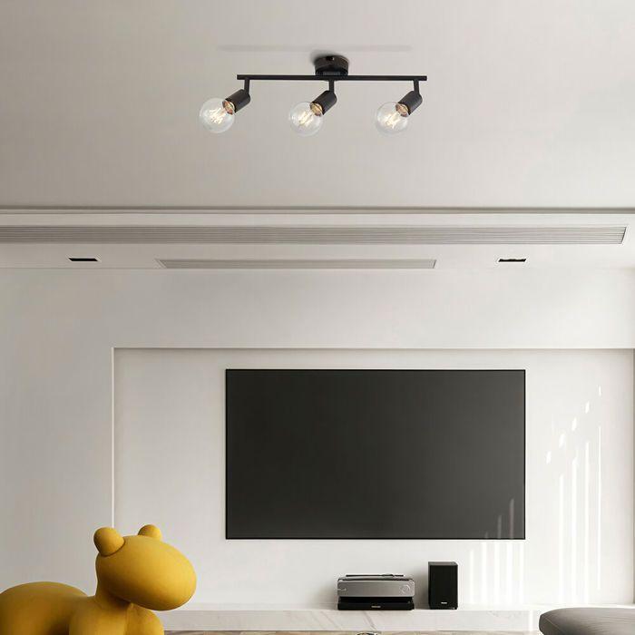 Plafonnier LED - BRAYTRON - BV04-00032 - Métal noir - 3xE27 - 23W - IP20