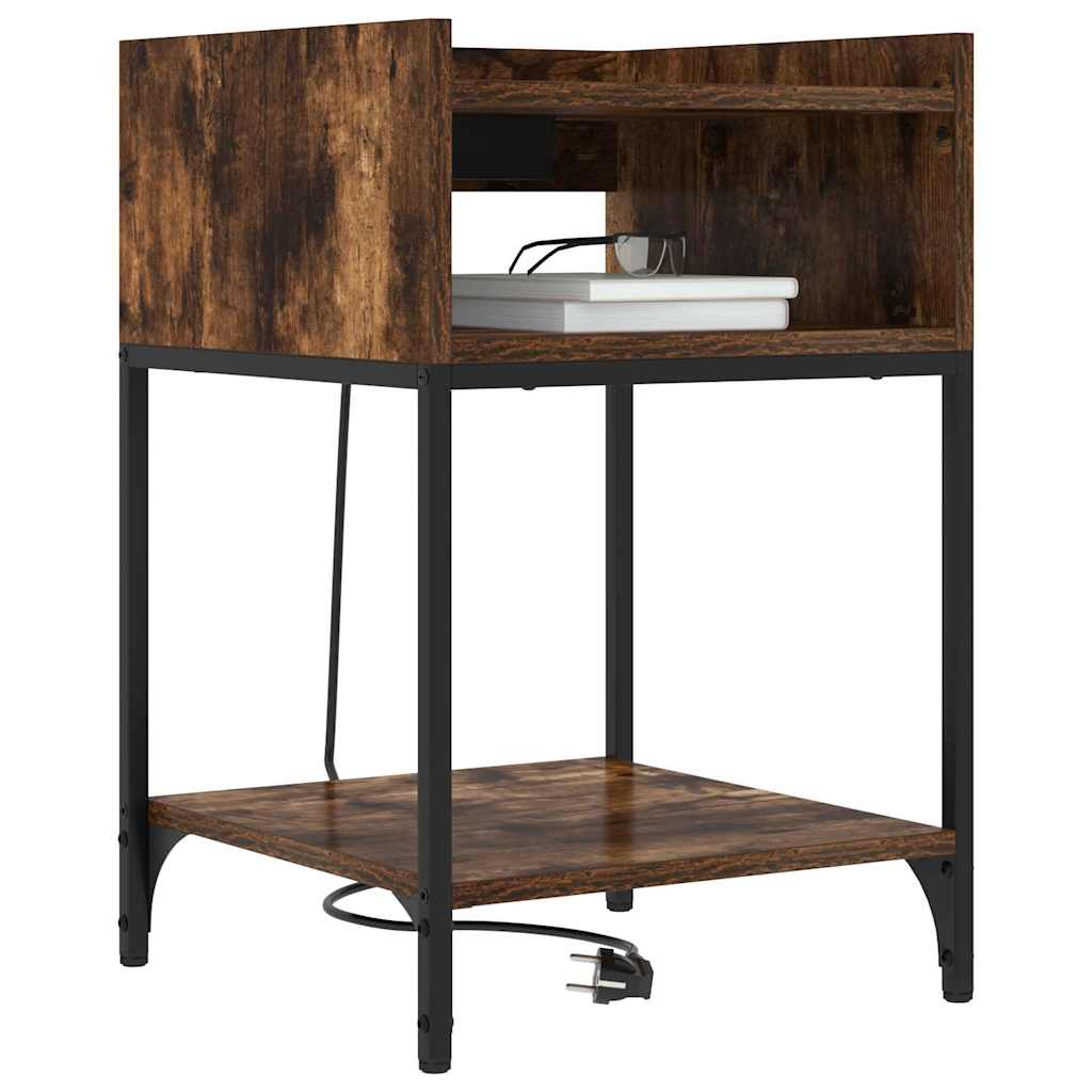 Nightstand with Shelf 2 pcs Smoked Oak 40 x 40 x 61 cm