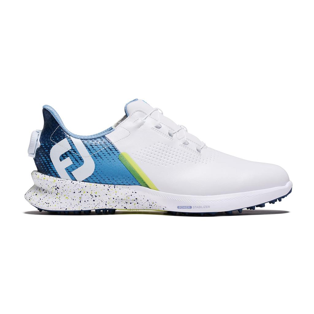 FootJoy Fuel Flash Boa Golf Shoes for 3E Men, White/Blue, 27.0 Cm,