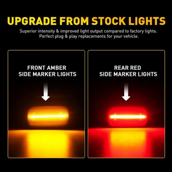 4PCS LED Fender Side Marker Lights For 15-23 Silverado Sierra Dually Chevy GMC