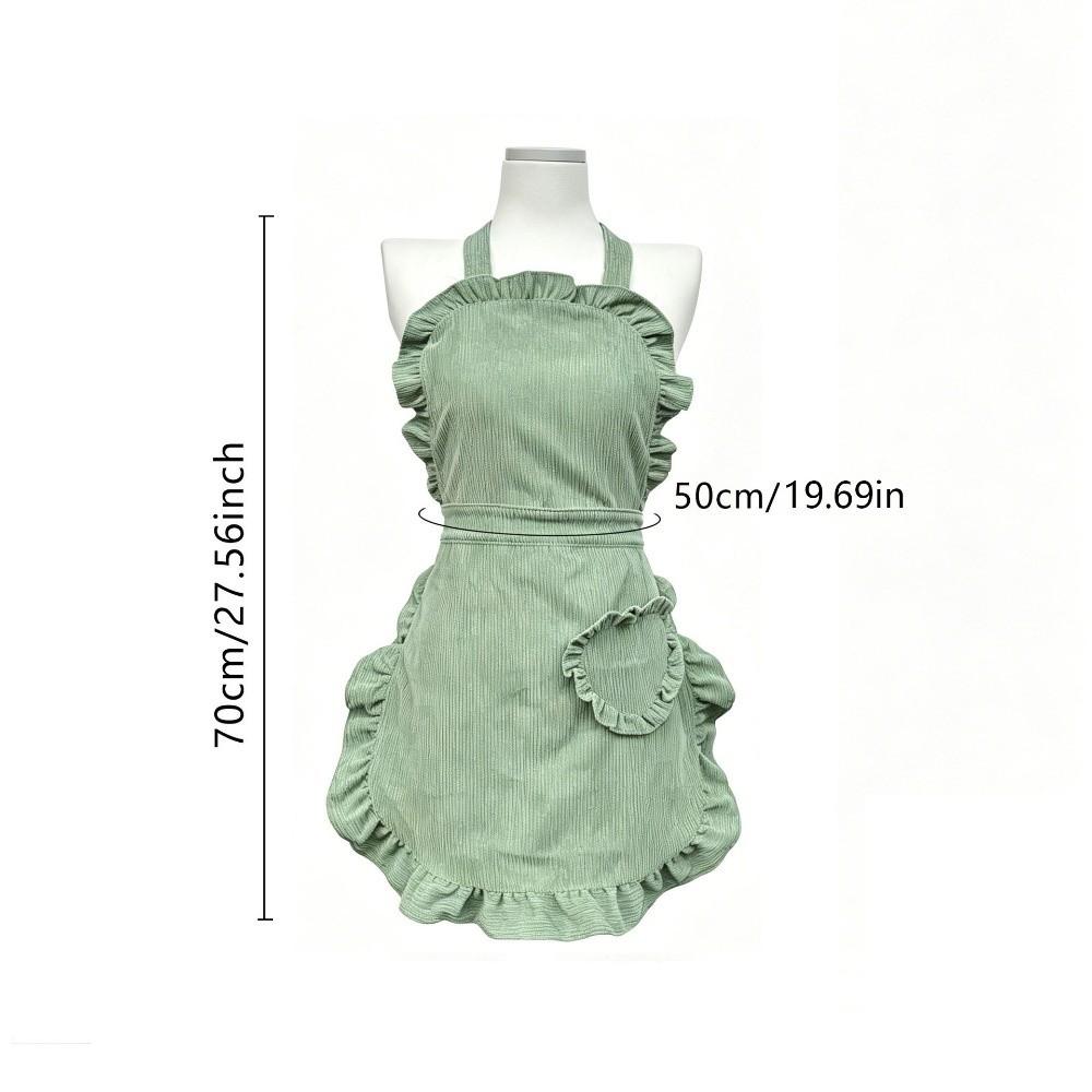 Heart-Shaped Pocket Cooking Apron Plain Design Short Waitress Apron  Home Use