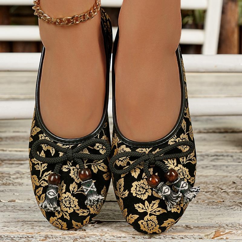 Large size spring new women's casual single shoes flower embroidery linen comfortable flat shoes cloth shoes women