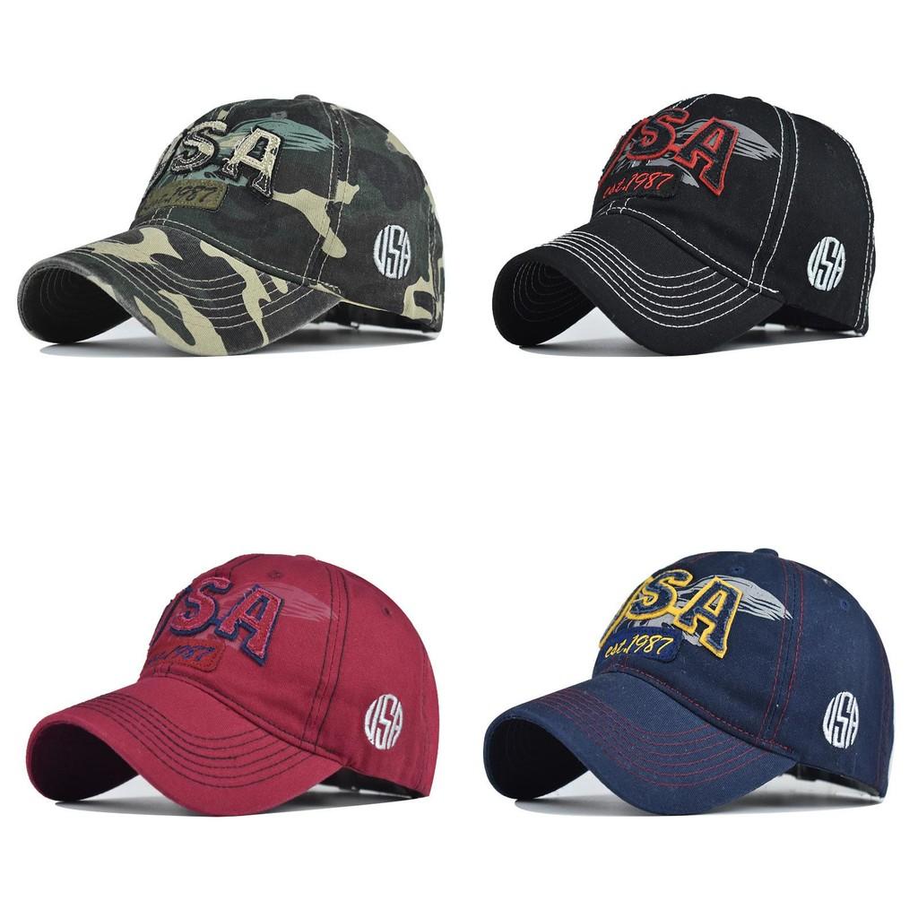 Usa Classic Cotton Baseball Cap With Adjustable Strap And Embroidered Letter Pattern For Men Women