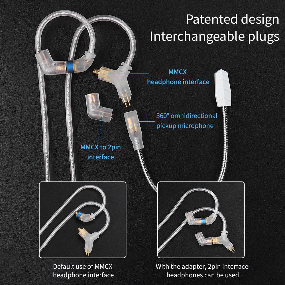 QKZ Cablu Căști Q7MAX cu Microfon HiFi Căști cu Fir de Înlocuire Cablu de Upgrade 2.5/3.5/4.4MM/TypeC/MMCX/2Pin pentru KZ EDX PRO TRN