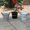 Metal Flower Pot Planters with Handles Decorative Metal Bucket Vintage-Style Country Wedding 13x12cm/5x4.7-inch Durable