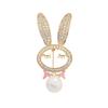 Micro-set Crystal Zircon Rabbit Brooch Women's Niche High-end Zodiac Rabbit Pearl Pin High-end Suit Accessories Trend