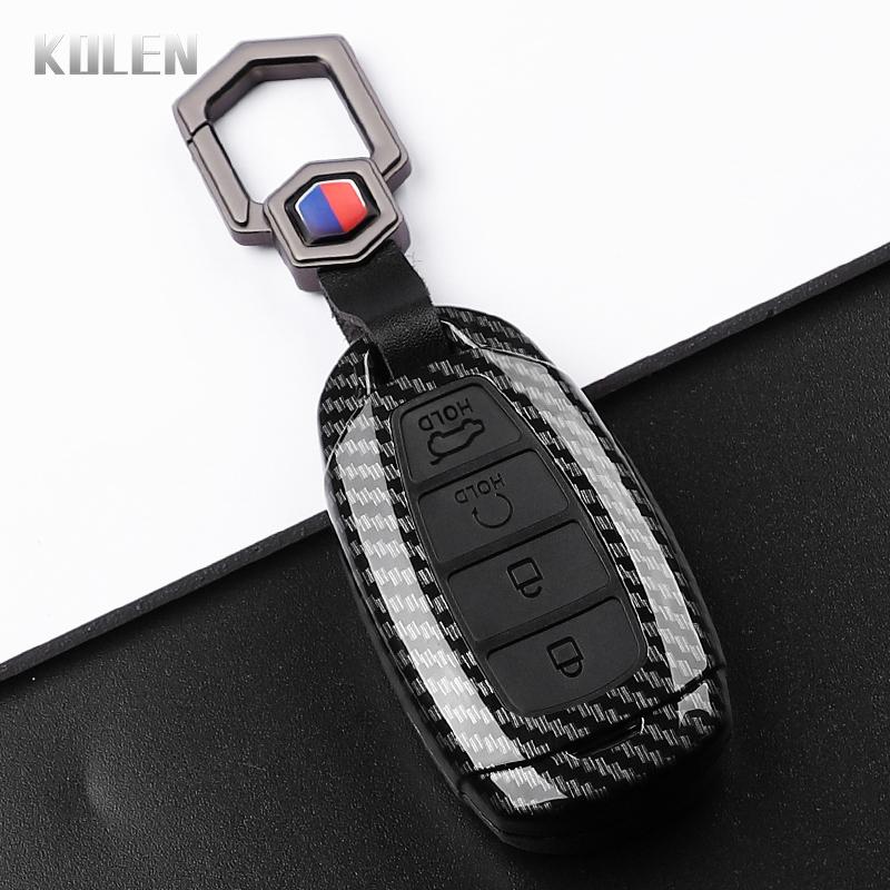 Abs Carbon Fiber Style Car Key Case Cover Hyundai Elantra Grandeur Accent Solaris Sonata Palisade Kona Creta I20 I30 Ix35 Ix25