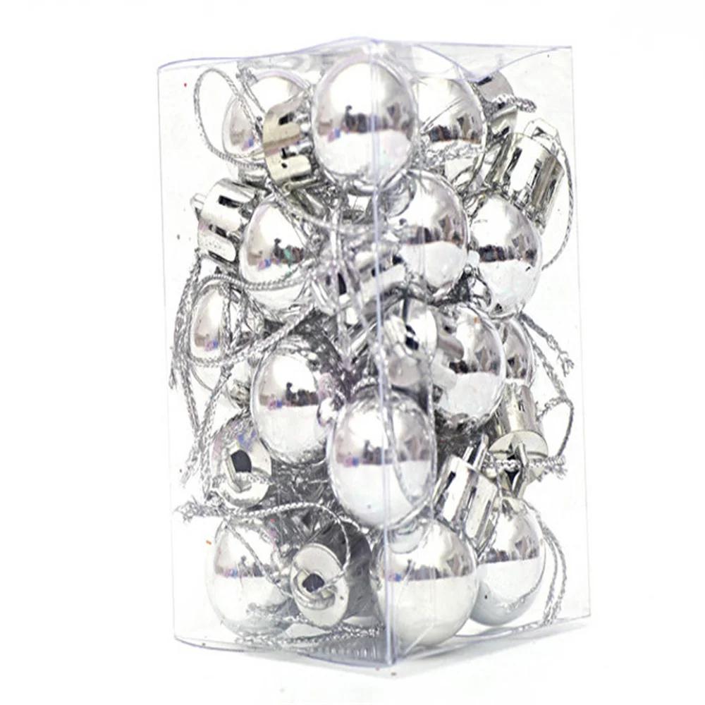 24 Stück/Box 2 cm Mini Weihnachtskugel Anhänger Weihnachtsfeier Hängekugel Ornament Einkaufszentrum Decke Fenster Weihnachtsbaum Deko
