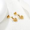 Delicate and Sweet Heart-shaped Diamond-studded Earrings for Women, Stainless Steel with Gold Plating Luxury Fashion Jewelry