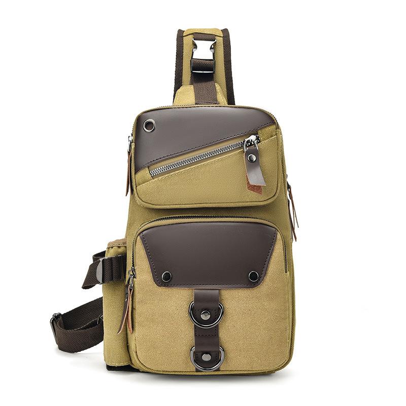 Fashionable and Versatile Sports Chest Bag, Men s Crossbody Bag, Canvas Single Shoulder Backpack, Outdoor Wear-resistant Sports Bag хаки