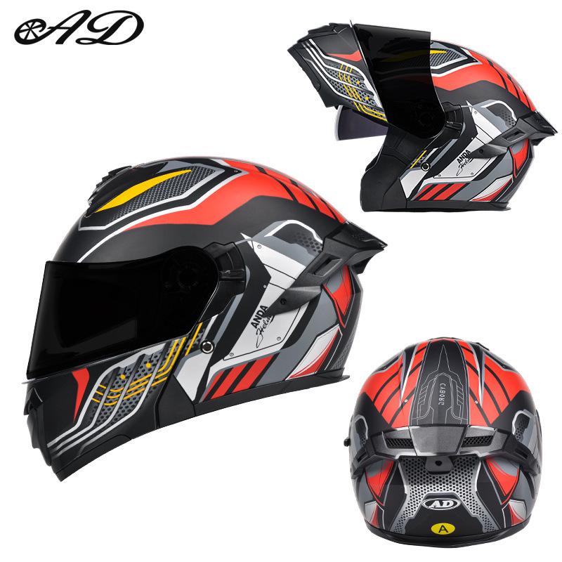 AD Winter 3C Certified Flip-Up Full Face Electric Motorcycle Helmet for Men & Women - All-Season Safety Gear