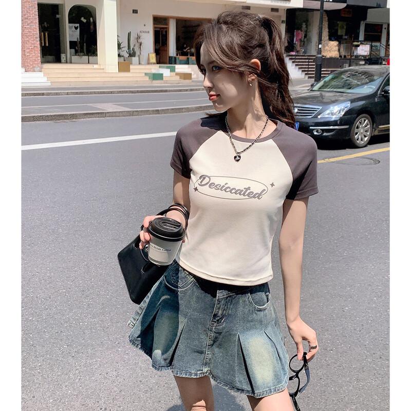 TonLion Women s Summer Short-Length Letter T-shirt L