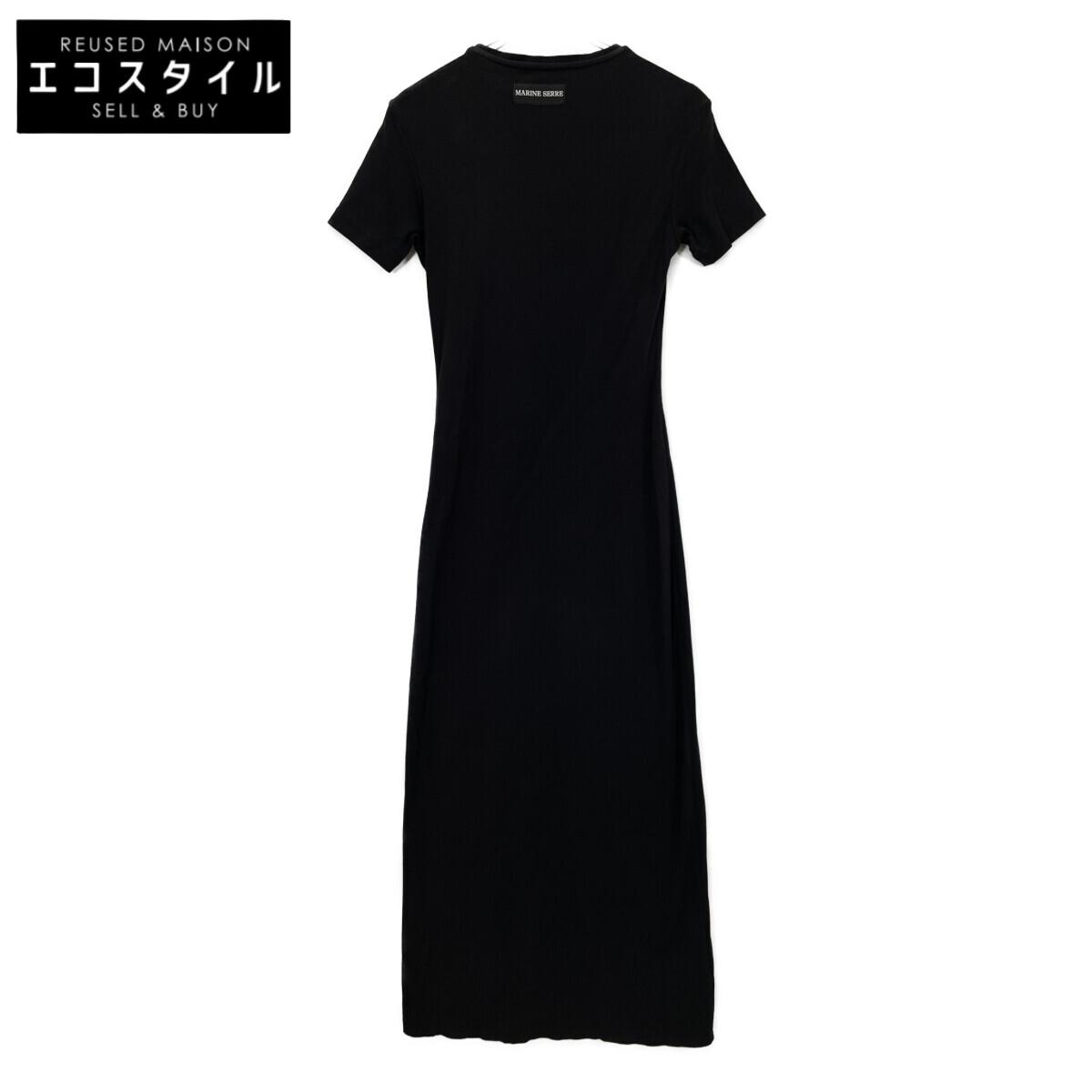 

Marine Serre 21Stainless Steel Black Cotton Crescent Moon Motif Logo Embroidered Short Sleeve Ribbed Knit Dress dress M blackUsed