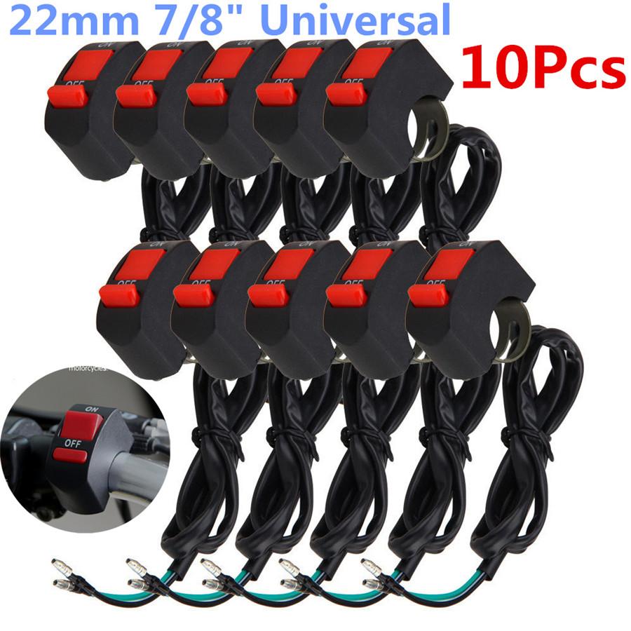 10 Pcs 12V 7/8" Motorcycle ATV Handlebar Switch For Headlight Fog DRL Work Light