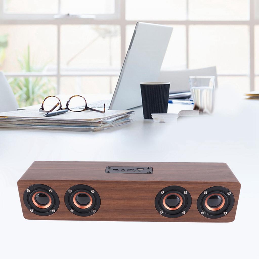 W8C High Quality Solid Wooden Strip Bluetooth Speaker with LED Clock Display FM Functions