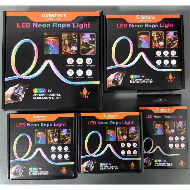 5V Rgbic Neon Led Strip Lights Neon Rope Light With Music Sync Diy Rgbic Dreamcolor Chasing Strip Tape For Home Decor Lighting