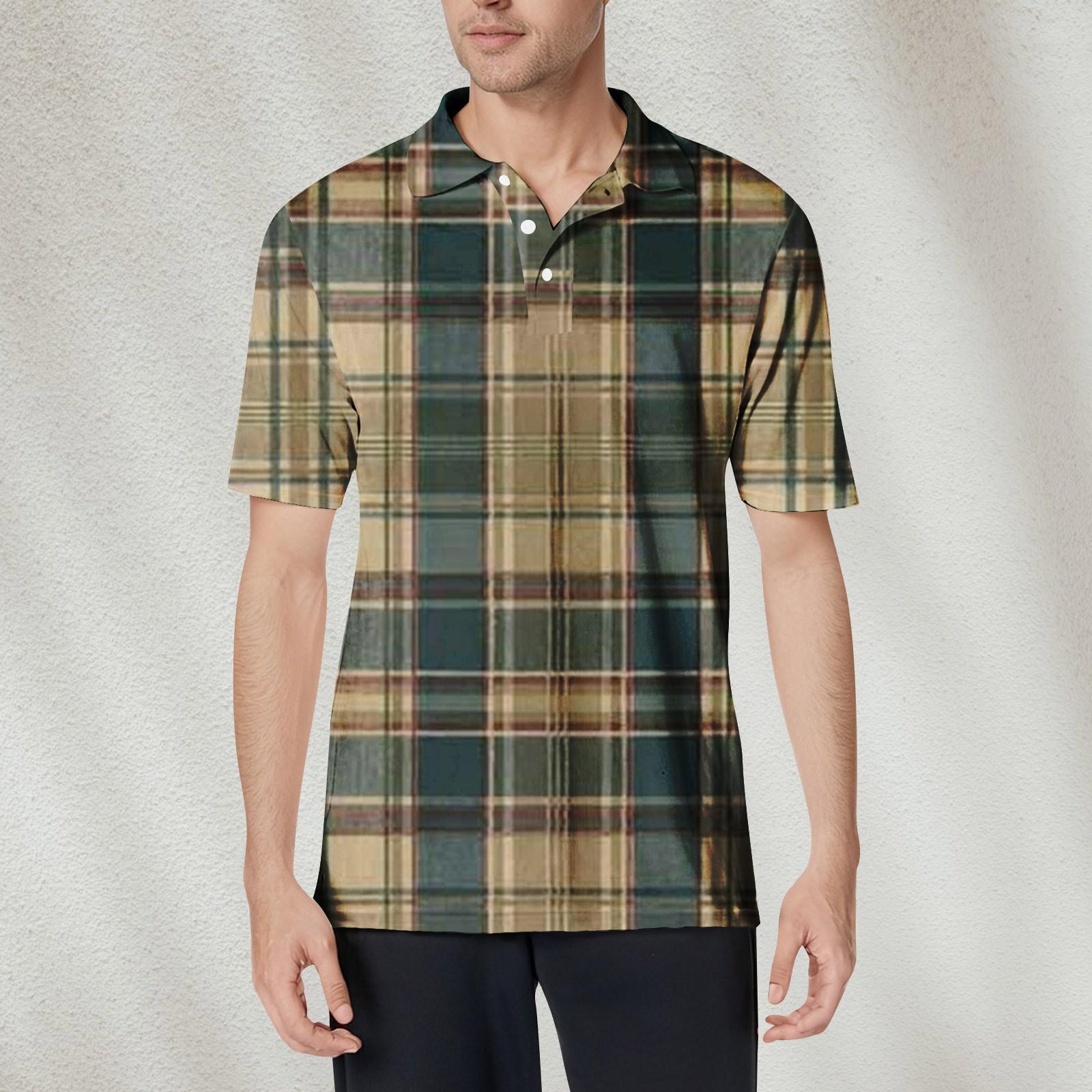 

Мужская рубашка с коротким рукавом и полосатым принтом из мягкого хлопкового воротника, влагоотводящая рубашка XXL верблюд