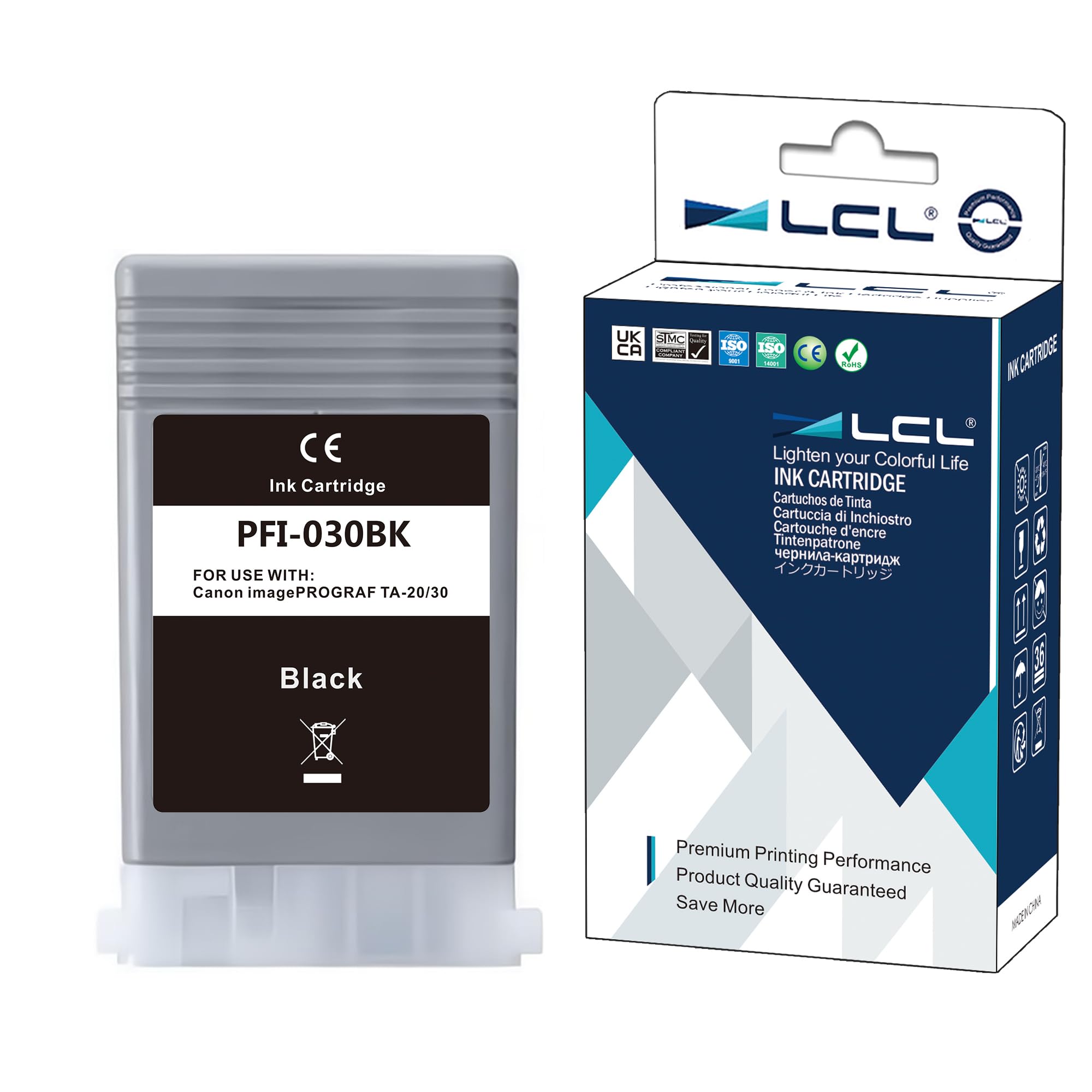 

LCL Compatible Ink Cartridges for Canon and Black Compatible with Canon ImagePrograf and PFI030, PFI-030, PFI030BK, PFI-030BK (3489C001), (1 Pack).
