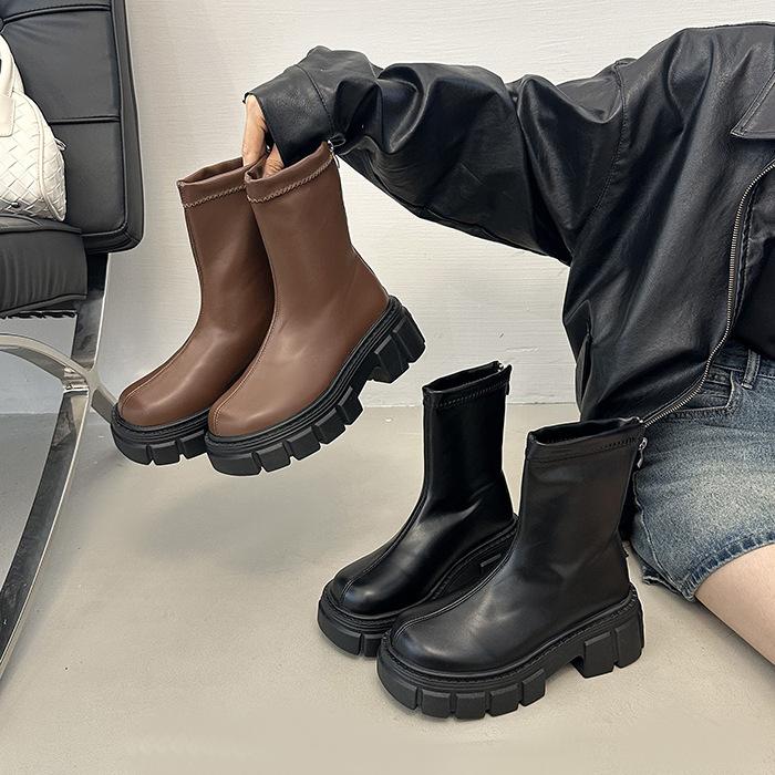 Martin Boots Women's 2025 New Autumn and Winter Velvet Thick-soled Short Thin Boots British Style Advanced Sense Explosive Boots Tide