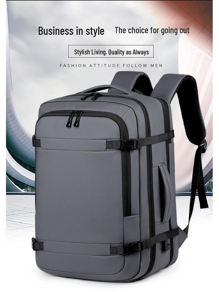 Men's Expandable Business Travel Backpack, Large-Capacity Fashion Laptop Bag for 17-Inch Devices