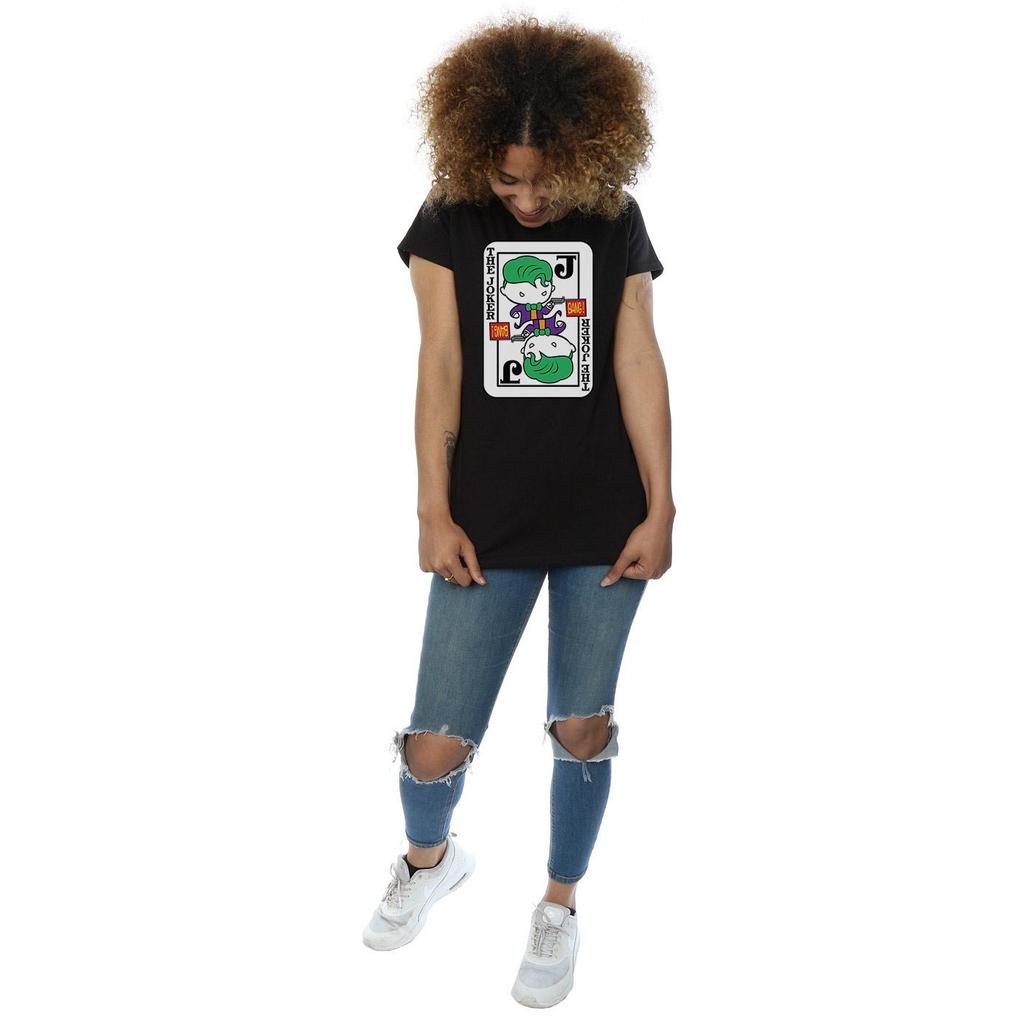 DC Comics Womens/Ladies Chibi Joker Playing Card Cotton T-Shirt